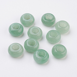 Aventurine Verte Perles aventurine vertes naturelles, Perles avec un grand trou   , rondelle, 14x7~8mm, Trou: 6mm