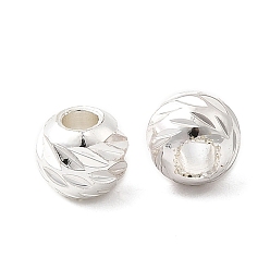 Серебро Рифленые круглые латунные бусины, долговечный, стойки покрытие, без свинца и без кадмия, серебряные, 6x5 мм, отверстие : 2 мм