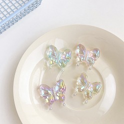 Clear AB Transparent Acrylic Bead, Butterfly, Clear AB, 29.9x29.4x10.4mm, Hole: 2.5mm