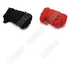 Gemischte Farbe 2 Bündel 2 Farben Polyesterfaden, geflochtenes Seil, Runde, black & red, Gemischte Farbe, 7 mm, 10 m / Bündel, 1 Bündel / Farbe
