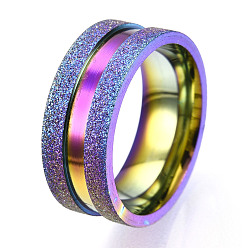 Rainbow Color 201 рифленое кольцо из нержавеющей стали для женщин, Радуга цветов, внутренний диаметр: 17 мм, широк: 8 мм
