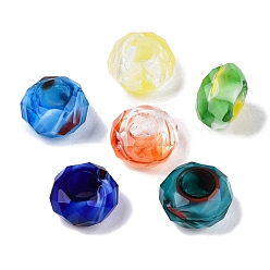 (52) Непрозрачная лаванда Два тона стеклянные европейские шарики, бусины с большим отверстием, граненые, шайба, разноцветные, 14x8 мм, отверстие : 5.5~6 мм