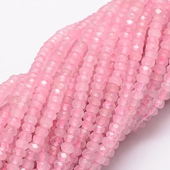 Pearl Pink Dyed Natural Malaysia Jade Rondelle Beads Strands, Faceted, Pearl Pink, 4x2~3mm, Hole: 1mm, about 115pcs/strand, 14 inch