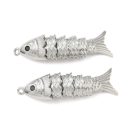 Платина Латунные микро проложить кубического циркония подвески, рыбы прелести, платина, 32x8.5x7.5 мм, отверстие : 1.2 мм