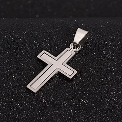 Stainless Steel Color 201 Stainless Steel Cross Split Pendants, Stainless Steel Color, 33.5x19x1.5mm, Hole: 4x9mm