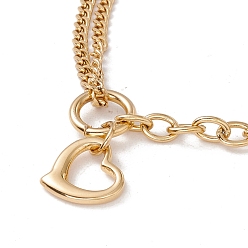 Golden Heart Pendant Necklace for Women, Vacuum Plating 304 Stainless Steel Chain Necklace, Golden, 16.93 inch(43cm), 3mm