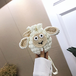 white finished product Small sheep wool thread bag diy hand-woven bag children's Messenger small bag hand crochet knitting bag winter Messenger bag
