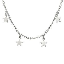 5868 Silver Minimalist Pentagram Heart Pendant Necklace for Women, Elegant Collarbone Chain Jewelry