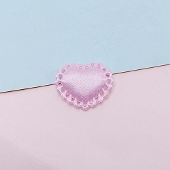 Pink Heart Cloth Cabochons, Pink, 24x29mm