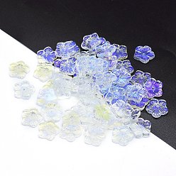 Clear AB Transparent Glass Beads, Flower, Clear AB, 12x13x3mm, Hole: 1.2mm