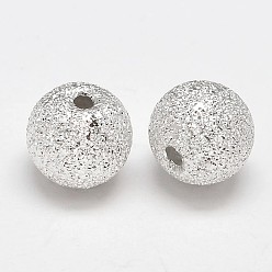 Silver Round 925 Sterling Silver Textured Beads, Silver, 10mm, Hole: 1.8mm