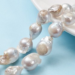Creamy White Natural Baroque Pearl Keshi Pearl Beads Strands, Cultured Freshwater Pearl, Nuggets, Creamy White, 13~22x13~27x13·16mm, Hole: 0.5mm, about 20pcs/strand, 15.3 inch