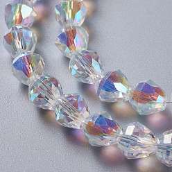 Clear AB Glass Imitation Austrian Crystal Beads, Faceted Bicone, Clear AB, 10x10mm, Hole: 1.4mm