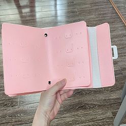 Pearl Pink 4 Pages PU Leather Earring Organizer Book, Portable Travel Foldable Earring Case, Hold up to 42 Pairs Earrings, Pearl Pink, 16.5x14x4.5cm