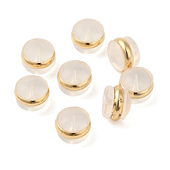 Золотой Силиконовые гайки для ушей, пояс серьги сзади, с латунной фурнитурой , золотые, 7x5 мм, отверстие : 0.7 мм