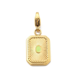 Желтый 304 подвеска из эмали из нержавеющей стали, прямоугольник амулеты, ионное покрытие (ip), реальный 14 k позолоченный, желтые, 28 мм