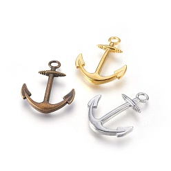 Mixed Color Alloy Pendants, Cadmium Free & Lead Free, Anchor, Mixed Color, 32x24.5x2mm, Hole: 3mm