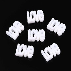 Белый Непрозрачный акрил европейского бисера, большое отверстие, Слово любовь, белые, 16.5x11.5x7 мм, отверстие : 5 мм, Около 600 шт / 500 г