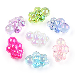 Couleur Mélangete Perles acryliques transparentes, de couleur plaquée ab , nuage, couleur mixte, 33x22.5x16.5mm, Trou: 2mm