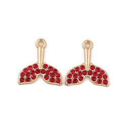 Рубин Подвески из сплава и страза, без кадмия и без свинца, прелести рыбий хвост, рубин, 17x15.5x2 мм, отверстие : 2 мм