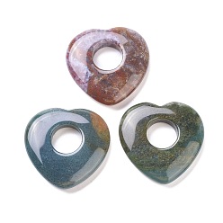 Indian Agate Natural Indian Agate Pendants, Heart, 39.5~41.5x40~41.5x7.5~8.5mm, Hole: 12~14.5mm