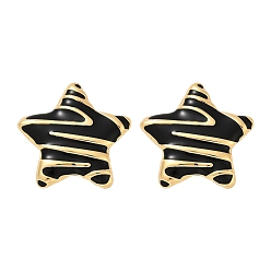 Черный 304 серьги-гвоздики в форме звезд из нержавеющей стали с эмалью, реальный 18 k позолоченный, вакуумное покрытие pvd, чёрные, 25x26 мм