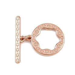 Розовое Золото Плоские круглые латунные застежки-тоглы, без кадмия и без свинца, долговечный, розовое золото , 4.5~16x14~20.5x1.5 мм, отверстие : 1 мм