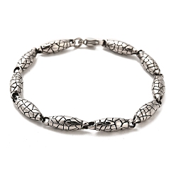 Antique Silver 304 Stainless Steel Snake Pattern Oval Link Chain Bracelets, Antique Silver, 9-1/8 inch(23cm)