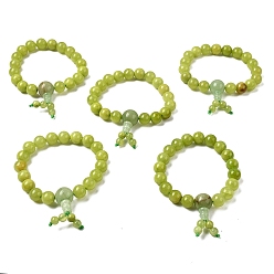 Зеленый Браслеты из нефритовых бусин для медитации Будды, окрашенные, зелёные, внутренний диаметр: 2-3/8 дюйм (6 см), 11 мм