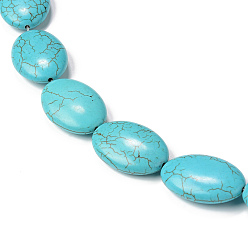 Turquoise Synthetic Howlite Beads Strands, Dyed, Flat Oval, Turquoise, 29.5x20x8.5mm, Hole: 1.2mm, about 14pcs/strand, 16.14''(41cm), about 5 strands/500g