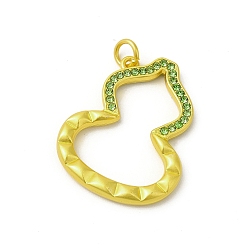 Emerald Rack Plating Alloy Rhinestone Pendants with Jump Ring, Gourd Charms, Matte Gold Color, Emerald, 30.5x26x3.5mm, Hole: 4mm