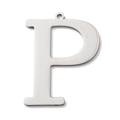 Letter P 304 подвески из нержавеющей стали, буквы, Письмо P, 40x31x1.4 мм, отверстие : 2 мм