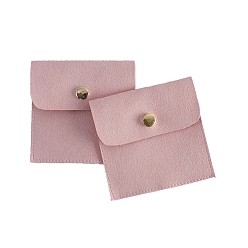 Pink Bolsas de terciopelo para guardar joyas con botón a presión., para embalaje de fiesta de bodas, plaza, rosa, 8x8 cm