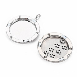 Platinum Alloy Diffuser Locket Pendants, with Stainless Steel Cover and Magnet, Magnetic, Cadmium Free & Nickel Free & Lead Free, Flat Round with Pawprint, Platinum, 36x30x6.5mm, Hole: 3.5mm, Inner Diameter: 23mm