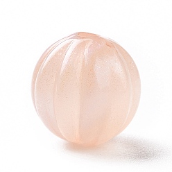 Персиковый Слойка Светящиеся акриловые бусины, блеск бисера, светится в темноте, тыква, розовые, 11 мм, отверстие : 2 мм, Около 670 шт / 500 г