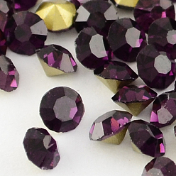 Amethyst Glass Pointed Back Rhinestone, Back Plated, Diamond, Amethyst, 2.3~2.4mm, about 144pcs/gross