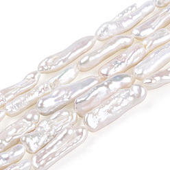 Blanc Antique Brins de perles de keshi naturelles baroques, perle d'eau douce, forme de bâton, blanc antique, 16~26x7~9x4~7mm, Trou: 0.6mm, Environ 16~21 pcs/chapelet, 15.55'' (39.5 cm)