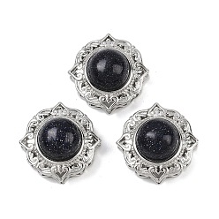 Синий Драгоценный Камень Синтетические синие многожильные звенья с цветком из авангарда, Латунные коннекторы, платина, стойки покрытие, 18x18x11 мм, отверстие : 2~3 мм