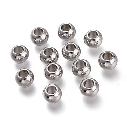 Edelstahl Farbe Anlaufgeschützt 202 Edelstahlperlen, Rondell, Edelstahl Farbe, 6x4 mm, Bohrung: 3 mm