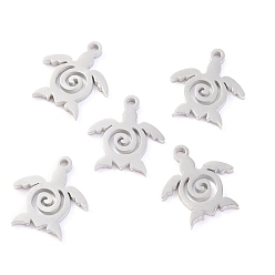 Stainless Steel Color 304 Stainless Steel Charms, Laser Cut, Sea Turtle, Stainless Steel Color, 12x11x1mm, Hole: 1mm