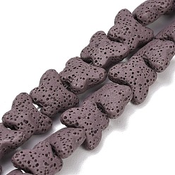 Серо-розавый Бусы из натуральной лавы, окрашенные, бабочка, увядшая роза, 13.5x12x6.5 мм, отверстие : 1 мм, около 35 шт / нитка, 13.78~13.98'' (35~35.5 см)