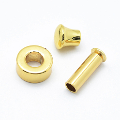 Golden 304 Stainless Steel Clasps, Column Beads & Caps, Vacuum Plating, Golden, Long Column: 11.5x4mm, Short Column: 5.5x5.5mm, Ring: 8x4mm, 3Pcs/Set