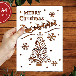 Christmas Tree Plastic Drawing Painting Stencils Templates, Rectangle, White, Christmas Tree Pattern, 297x210mm