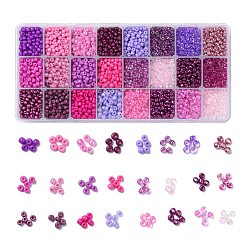 Mixed Color Purple Series 600G 24 Colors Glass Seed Beads, Round, Mixed Color, 6/0, 4~5x2.5~4.5mm, Hole: 1.2~1.5mm, 25g/color