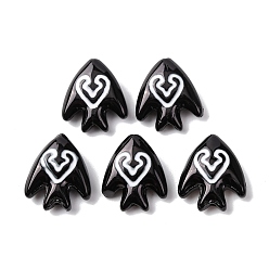 Черный Стеклянные эмалевые бусины ручной работы, бусины ручной работы, рыба с руной, окрашенная и подогревом, чёрные, 21.5x20.5x9 мм, отверстие : 1.4 мм