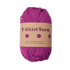 Old Rose Polyester Cloth Yarn, For Hand Knitting Thick Thread, Crochet Cloth Yarn, Old Rose, 20mm, about 32.81 Yards(30m)/Skein