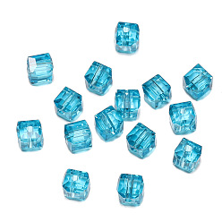 Light Sky Blue Transparent Acrylic Beads, Faceted Cube, Light Sky Blue, 8x8x8mm, Hole: 1.5mm, 50pcs/bag