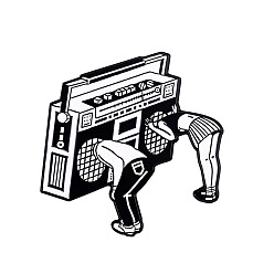 xz7504 Vintage Skull Cassette Radio Badge - Unique Metal Pin for Retro Music Lovers