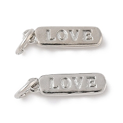 Платина Латунные подвески, овальные подвески со словом «любовь», с целью перехода в кольце, долговечный, без свинца и без кадмия, платина, 14x4x1.5 мм, отверстие : 3.5 мм