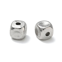 Platino Abalorios de aleación, plaza, Platino, 6x6x7 mm, agujero: 1.6 mm